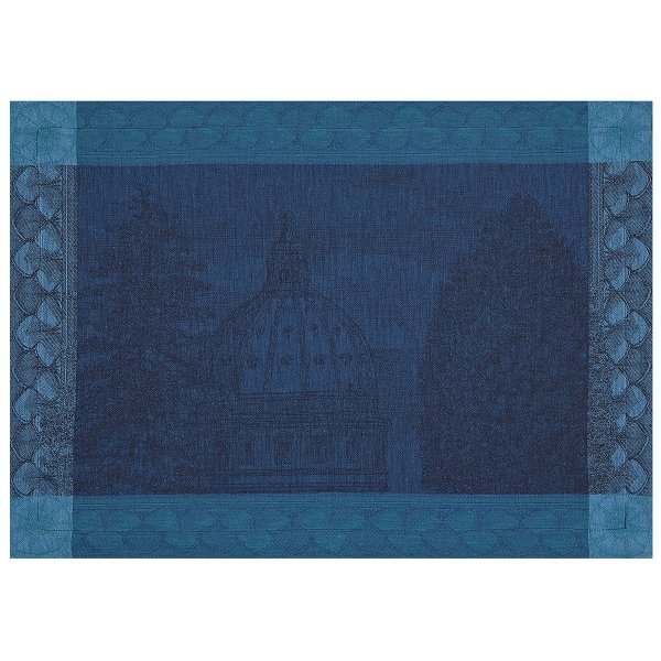 Placemats (2x Set) from Le Jacquard Français; Model Symphonie Baroque Crepuscule; main colour blue in linen; Size 38x54 cm rectangular; Motif Places and cities; Pattern jacquard woven