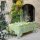 Tischdecke von Garnier Thiebaut; Modell Mille Dentelles Prairie in Grundfarbe grün aus Baumwolle; Größe 180x300 cm rechteckig; Motiv Blumen und Pflanzen, Sommer; Muster jacquard-gewebt