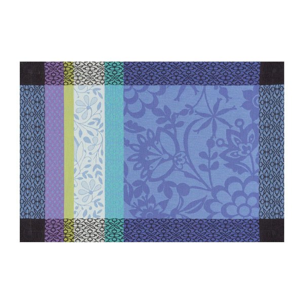 Individuales (2x Set) de Le Jacquard Français; Modelo Provence Bleulavande; Color principal azul en algodón; Tamaño 38x54 cm rectangular; Motivo Verano en tejido jacquard