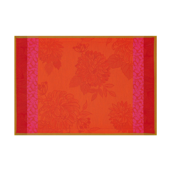 Placemats (2x Set) from Le Jacquard Français; Model Parfums De Bagatelle Capucine; main colour orange in cotton; Size 38x54 cm rectangular; Motif Flowers and plants, Summer; Pattern jacquard woven