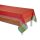 Mantel revestido de Le Jacquard Français; Modelo Bastide Poivron; Color principal rojo en algodón; Tamaño 150x150 cm cuadrado; Motivo diseños gráficos en tejido jacquard
