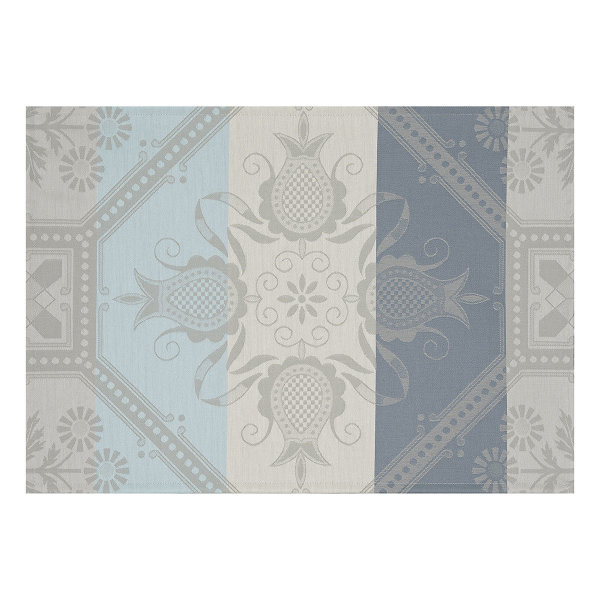 Tovagliette rivestite (2x Set) de Le Jacquard Français; Modelo Hacienda Horizon; Colore principale blu en cotone; Taglia 36x50 cm rettangolare; Motivo Fiori e piante, disegni grafici in tessuto jacquard