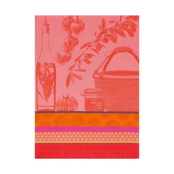 Geschirrtuch von Le Jacquard Français; Modell Saveurs De Provence Pasteque in Grundfarbe rosa aus Baumwolle; Größe 60x80 cm rechteckig; Motiv Sommer; Muster jacquard-gewebt