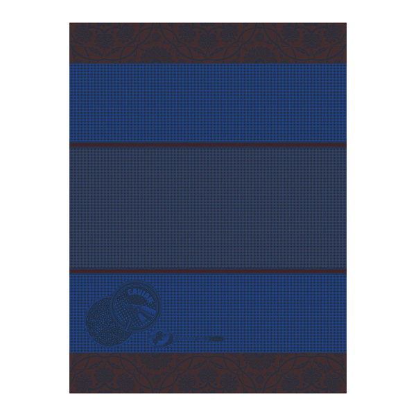 Towel from Le Jacquard Français; Model Tsar Beluga; main colour blue in cotton; Size 60x80 cm rectangular; Motif Food and drink; Pattern honeycomb