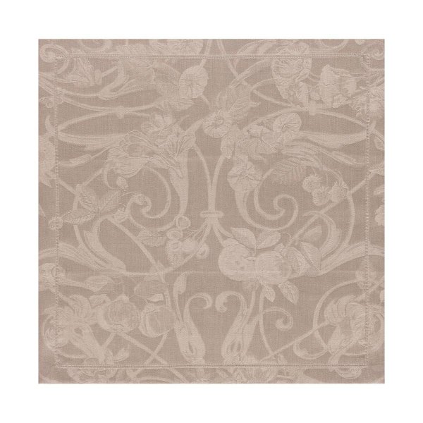 Serviettes de table (4x Set) de Le Jacquard Français; Model Tivoli Poivregris; Couleur principale gris en lin; Taille 50x50 cm carré; Motif Occasions festives tissé jacquard