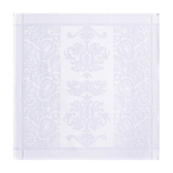 Servietten (4x Set) von Le Jacquard Français; Modell Siena Blanc in Grundfarbe weiß aus Baumwolle; Größe 58x58 cm quadratisch; Motiv festliche Anlässe; Muster jacquard-gewebt