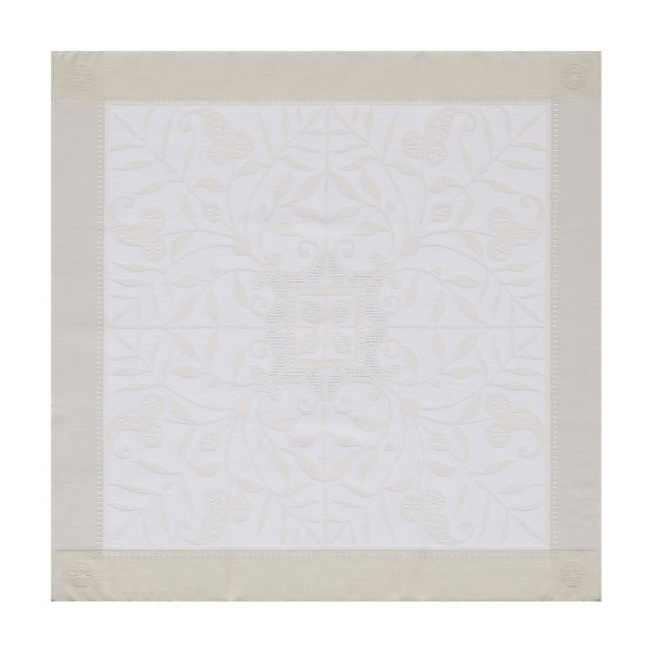 Serviettes de table (4x Set) de Le Jacquard Français; Model Venezia Ivoire; Couleur principale beige en coton; Taille 58x58 cm carré; Motif dessins graphiques, Occasions festives tissé jacquard