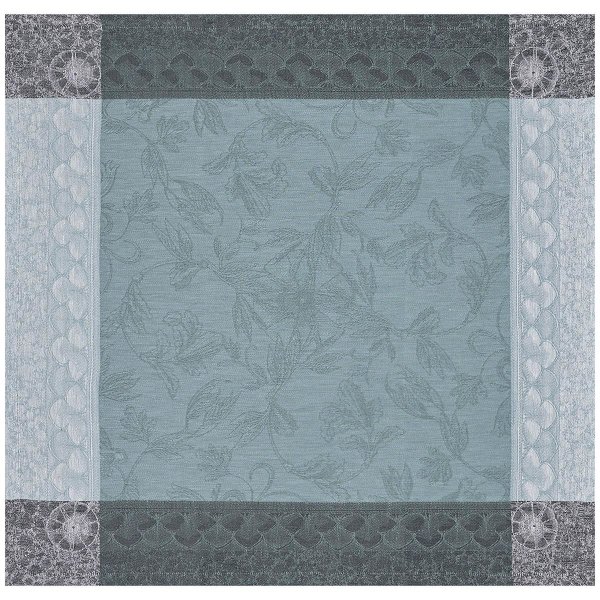 Serviettes de table (4x Set) de Le Jacquard Français; Model Symphonie Baroque Fumee; Couleur principale gris en lin; Taille 58x58 cm carré; Motif  tissé jacquard