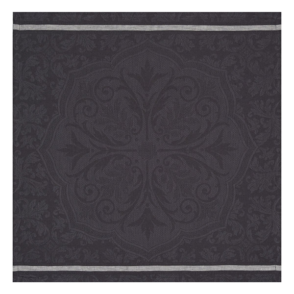 Napkins (4x Set) from Le Jacquard Français; Model Armoiries Jais; main colour grey in linen; Size 58x58 cm Square; Motif graphic patterns, festive occasions; Pattern jacquard woven