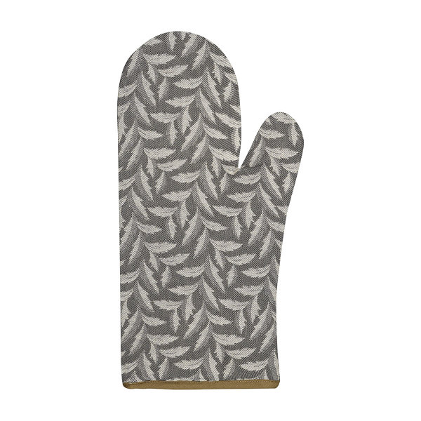 Oven gauntlet from Le Jacquard Français; Model Josephine Hirondelle; main colour grey in cotton; Size 15x33 cm ; Motif ; Pattern jacquard woven