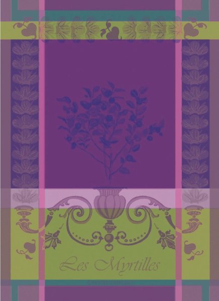 Geschirrtuch von Garnier Thiebaut; Modell Myrtilles Violet in Grundfarbe lila aus Baumwolle; Größe 56x77 cm rechteckig; Motiv ; Muster jacquard-gewebt