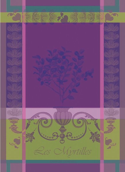 Canovaccio de Garnier-Thiebaut; Modelo Myrtilles Violet; Colore principale viola en cotone; Taglia 56x77 cm rettangolare; Motivo  in tessuto jacquard