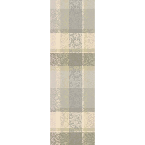 Runner da tavola de Garnier-Thiebaut; Modelo Mille Dentelles Naturel; Colore principale beige en cotone; Taglia 55x180 cm rettangolare; Motivo Fiori e piante in tessuto jacquard