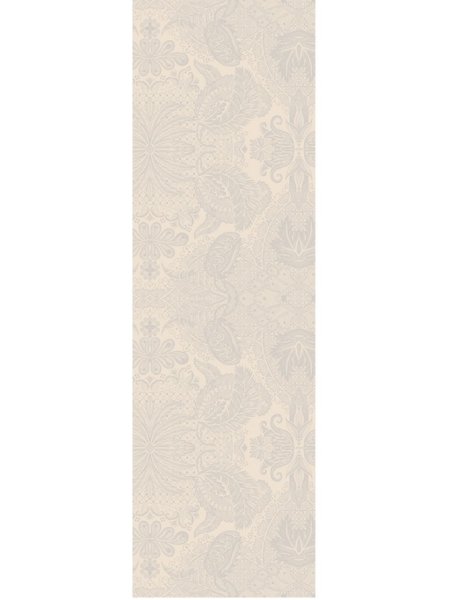 Tischläufer von Garnier Thiebaut; Modell Mille Isaphire Parchemin in Grundfarbe natur aus Baumwolle; Größe 55x180 cm rechteckig; Motiv festliche Anlässe; Muster jacquard-gewebt