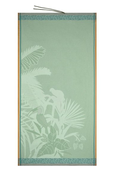 Drap de plage de Le Jacquard Français; Model Amazonie Jade; Couleur principale vert en coton; Taille 100x200 cm rectangulaire; Motif Été, Animaux nid dabeilles