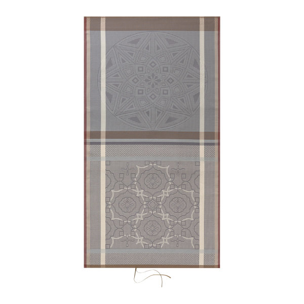 Drap de plage de Le Jacquard Français; Model Zellige Mica; Couleur principale beige en coton; Taille 100x200 cm rectangulaire; Motif dessins graphiques, Été nid dabeilles