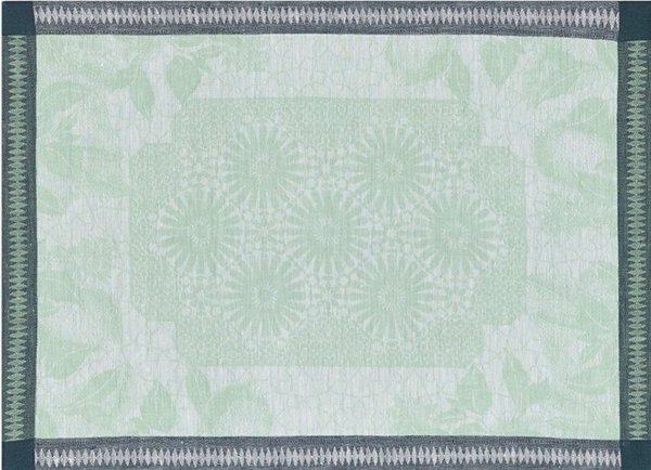 Tovagliette (2x Set) de Le Jacquard Français; Modelo Jardin DOrient Fontaine; Colore principale verde en lino; Taglia 36x50 cm rettangolare; Motivo Primavera in tessuto jacquard