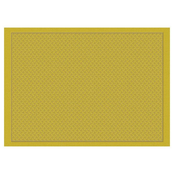 Individuales revestidos (2x Set) de Le Jacquard Français; Modelo Osmose Tressage Pollen; Color principal amarillo en algodón; Tamaño 36x50 cm rectangular; Motivo diseños gráficos en tejido jacquard