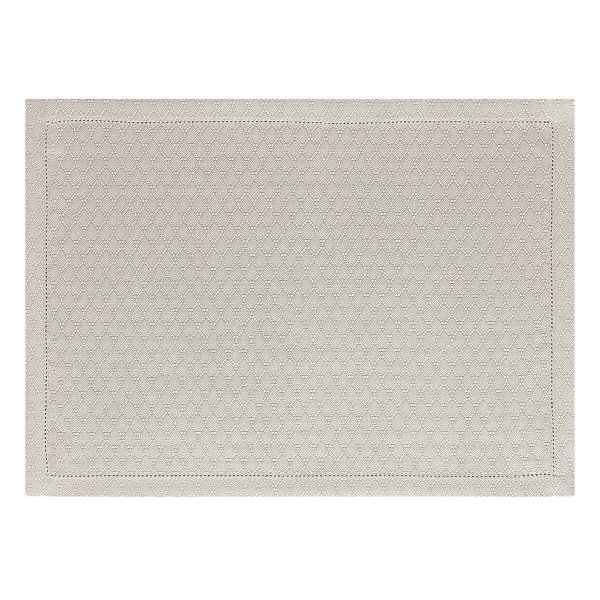 Individuales (2x Set) de Le Jacquard Français; Modelo Portofino Geo Sabbia; Color principal beige en lino; Tamaño 36x50 cm rectangular; Motivo  tejido