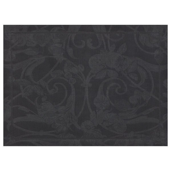 Tischsets (2x Set) von Le Jacquard Français; Modell Tivoli Onyx in Grundfarbe schwarz aus Leinen; Größe 38x50 cm rechteckig; Motiv festliche Anlässe; Muster jacquard-gewebt