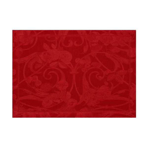 Sets de table (2xSet) de Le Jacquard Français; Model Tivoli Velours; Couleur principale rouge en lin; Taille 38x50 cm rectangulaire; Motif Occasions festives tissé jacquard