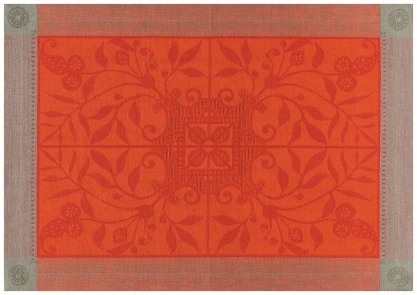 Tovagliette (2x Set) de Le Jacquard Français; Modelo Venezia Cornaline; Colore principale rosso en lino; Taglia 38x54 cm rettangolare; Motivo disegni grafici, Occasioni festive in tessuto jacquard