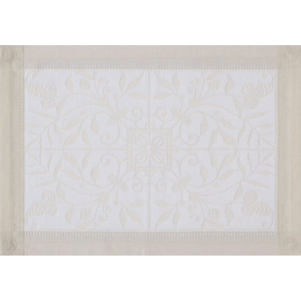 Individuales (2x Set) de Le Jacquard Français; Modelo Venezia Ivoire; Color principal beige en algodón; Tamaño 38x54 cm rectangular; Motivo diseños gráficos, Celebraciones festivas en tejido jacquard