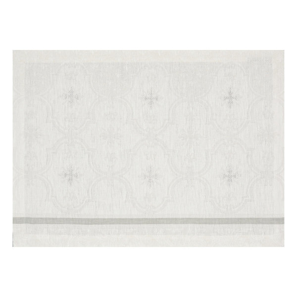 Sets de table (2xSet) de Le Jacquard Français; Model Armoiries Lys; Couleur principale beige en lin; Taille 36x50 cm rectangulaire; Motif dessins graphiques, Occasions festives tissé jacquard