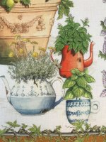 Tea towel Balcon Potager Arancio 50x70 cm linen - Tessitura Toscana Telerie