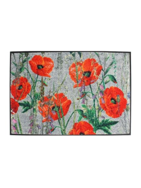 Doormat from Garnier-Thiebaut; Model Coquelicots Rouge; main colour multicolored in Polyamide; Size 50x75 cm rectangular; Motif Summer; Pattern printed