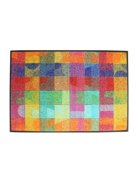 Fußmatte von Garnier Thiebaut; Modell Geo Multicolore in Grundfarbe bunt aus Polyamid; Größe 50x75 cm rechteckig; Motiv grafische Muster; Muster bedruckt