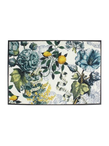 Alfombrilla de Garnier-Thiebaut; Modelo Giardino Ecru; Color principal multicolor en Poliamida; Tamaño 50x75 cm rectangular; Motivo Plantas y flores, Verano estampado