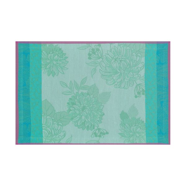 Individuales (2x Set) de Le Jacquard Français; Modelo Parfums De Bagatelle Hortensia; Color principal azul en algodón; Tamaño 38x54 cm rectangular; Motivo Plantas y flores, Verano en tejido jacquard