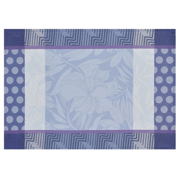 Individuales revestidos (2x Set) de Le Jacquard Français; Modelo Nature Urbaine Electrique; Color principal azul en algodón; Tamaño 36x50 cm rectangular; Motivo Plantas y flores en tejido jacquard