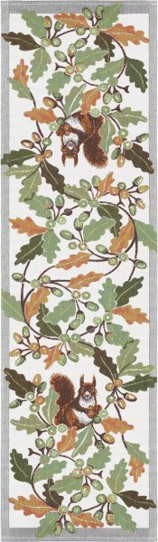 Chemin de table de Ekelund; Model Ekelid ; Couleur principale multicolore en coton; Taille 35x120 cm rectangulaire; Motif Automne, Animaux Pixel tissé (6 couleurs)