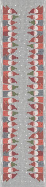 Table runner from Ekelund; Model Tomtemöte ; main colour multicolored in cotton; Size 35x80 cm rectangular; Motif Christmas; Pattern Pixel-wowen (6 colours)