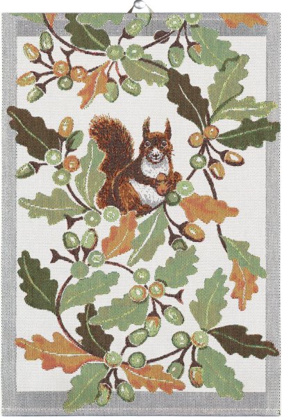 Towel from Ekelund; Model Ekelid ; main colour multicolored in cotton; Size 40x60 cm rectangular; Motif Autumn, Animals; Pattern Pixel-wowen (6 colours)