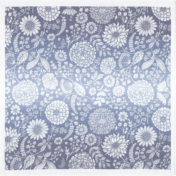 Nappe de Ekelund; Model Flytande Blå 010; Couleur principale bleu en coton; Taille 75x75 cm carré; Motif Fleurs et plantes, Été Tissé