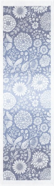 Chemin de table de Ekelund; Model Flytande Blå 010; Couleur principale bleu en coton; Taille 35x120 cm rectangulaire; Motif Fleurs et plantes, Été Tissé