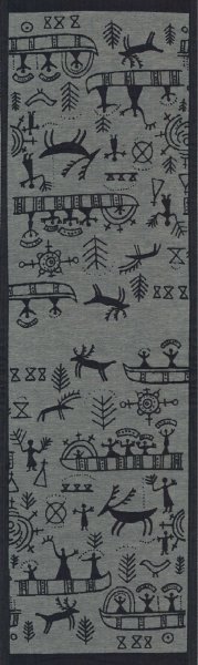 Table runner from Ekelund; Model Österled 980; main colour grey in Cotton-linen mix; Size 35x120 cm rectangular; Motif Animals; Pattern woven