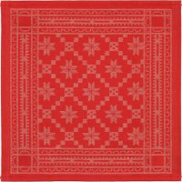 Serviette von Ekelund; Modell Åttebladrose 330 in Grundfarbe rot aus Baumwolle-Leinen-Mix; Größe 35x35 cm quadratisch; Motiv grafische Muster, Weihnachten; Muster gewebt