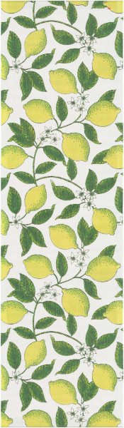 Table runner from Ekelund; Model Citroner ; main colour multicolored in cotton; Size 35x120 cm rectangular; Motif Fruit and vegetable, Summer; Pattern Pixel-wowen (6 colours)