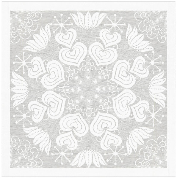 Serviette de table de Ekelund; Model Hjärtbo 091; Couleur principale gris en Mélange coton-lin; Taille 35x35 cm carré; Motif Amour et amitié, Noël Tissé