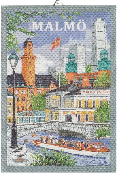 Asciugamano de Ekelund; Modelo Malmö ; Colore principale multicolore en cotone; Taglia 35x50 cm rettangolare; Motivo Luoghi e città tessuto en pixel (6 colori)