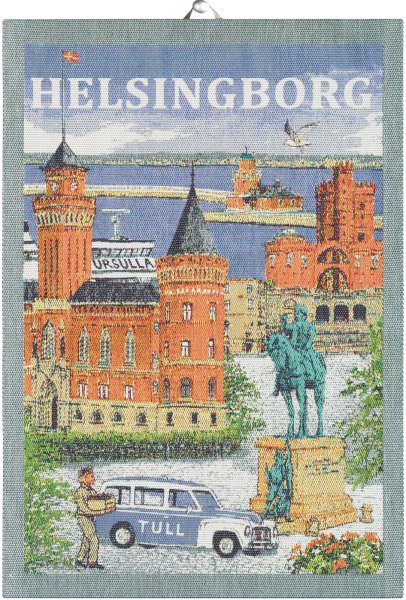 Asciugamano de Ekelund; Modelo Helsingborg ; Colore principale multicolore en cotone; Taglia 35x50 cm rettangolare; Motivo Luoghi e città tessuto en pixel (6 colori)