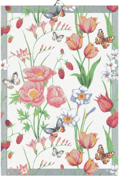 Essuie-mains de Ekelund; Model Vårfröjd ; Couleur principale multicolore en coton; Taille 35x50 cm rectangulaire; Motif Fleurs et plantes, Printemps Pixel tissé (6 couleurs)