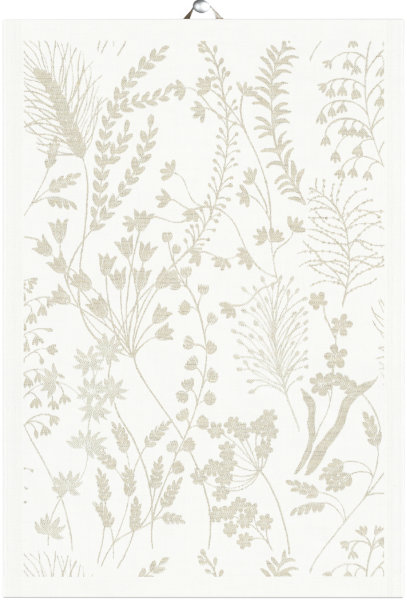 Essuie-mains de Ekelund; Model Strå 080; Couleur principale beige en Mélange coton-lin; Taille 35x50 cm rectangulaire; Motif Fleurs et plantes Tissé