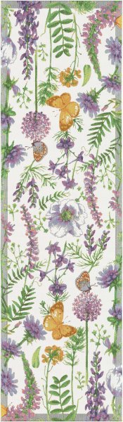 Chemin de table de Ekelund; Model Selma ; Couleur principale multicolore en coton; Taille 35x120 cm rectangulaire; Motif Fleurs et plantes, Été Pixel tissé (6 couleurs)