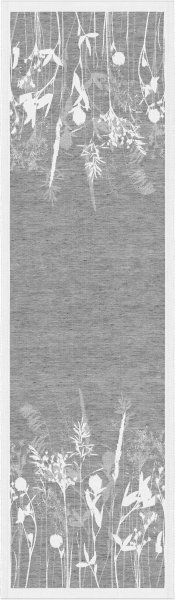 Runner da tavola de Ekelund; Modelo Airy 090; Colore principale grigio en Misto cotone-lino; Taglia 35x120 cm rettangolare; Motivo Fiori e piante tessuto