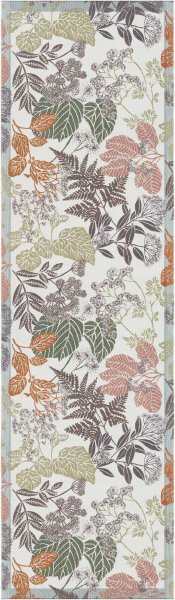 Chemin de table de Ekelund; Model Höstnatur ; Couleur principale brun en coton; Taille 35x120 cm rectangulaire; Motif Fleurs et plantes, Automne Pixel tissé (6 couleurs)